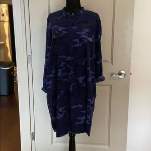 Long sleeve blue camo dress
